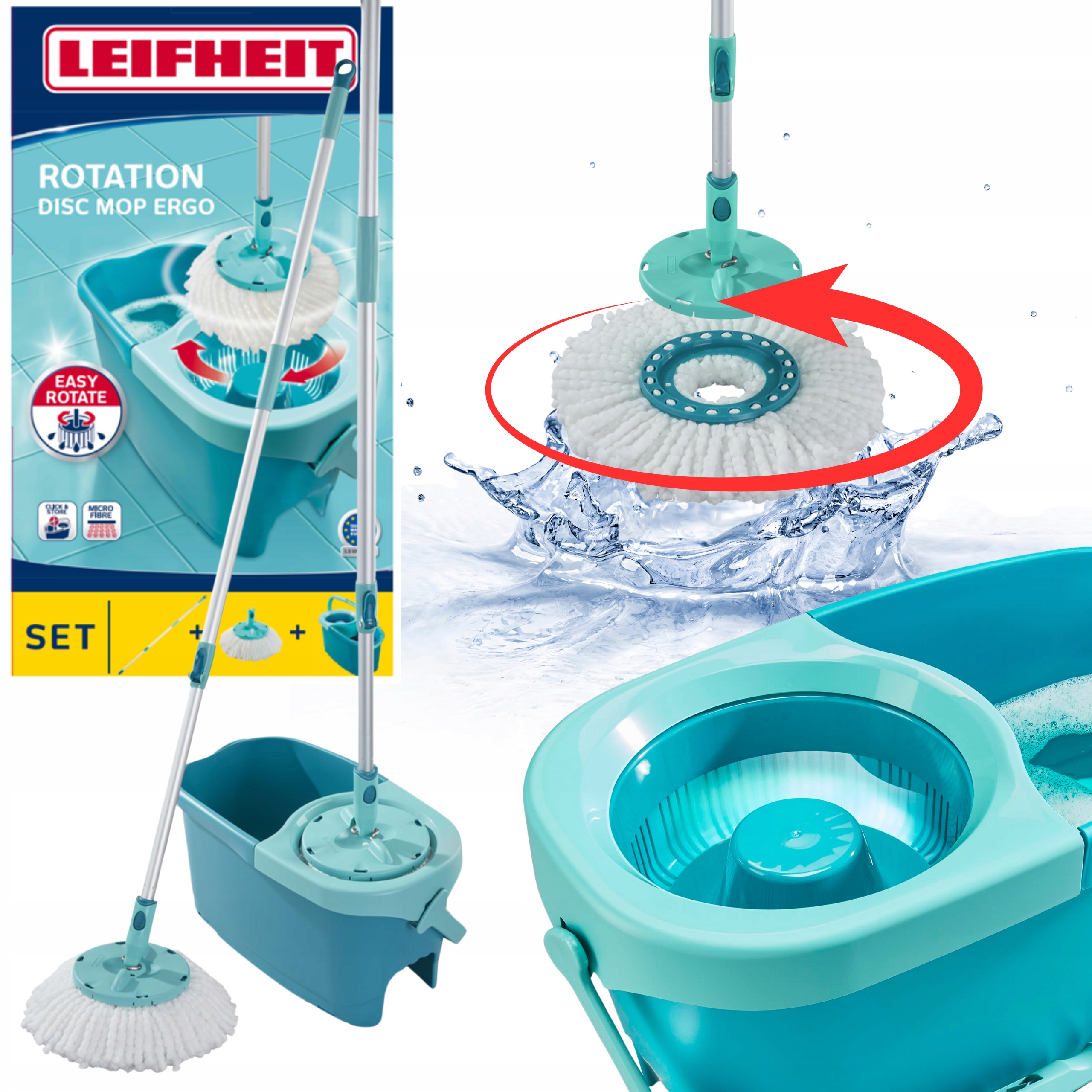 Leifheit vedierko a rotačný mop Rotačný mop Leifheit Ergo Set 35 cm